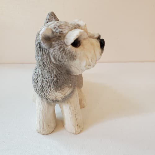 Vintage Stone Critters Dog Figurine Gray Schnauzer Dated 1984 Signed UDC - Thumbnail 2