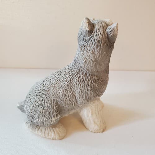 Vintage Stone Critters Dog Figurine Gray Schnauzer Dated 1984 Signed UDC - Thumbnail 3