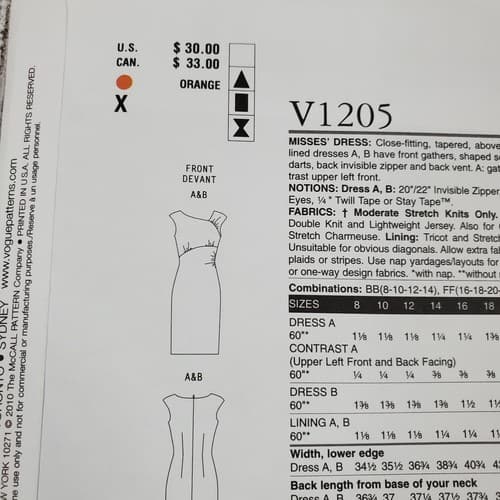 Vogue V1205 Kay Unger New York Designer Dress Sewing Pattern Size BB 8-10-12-14 - Thumbnail 5