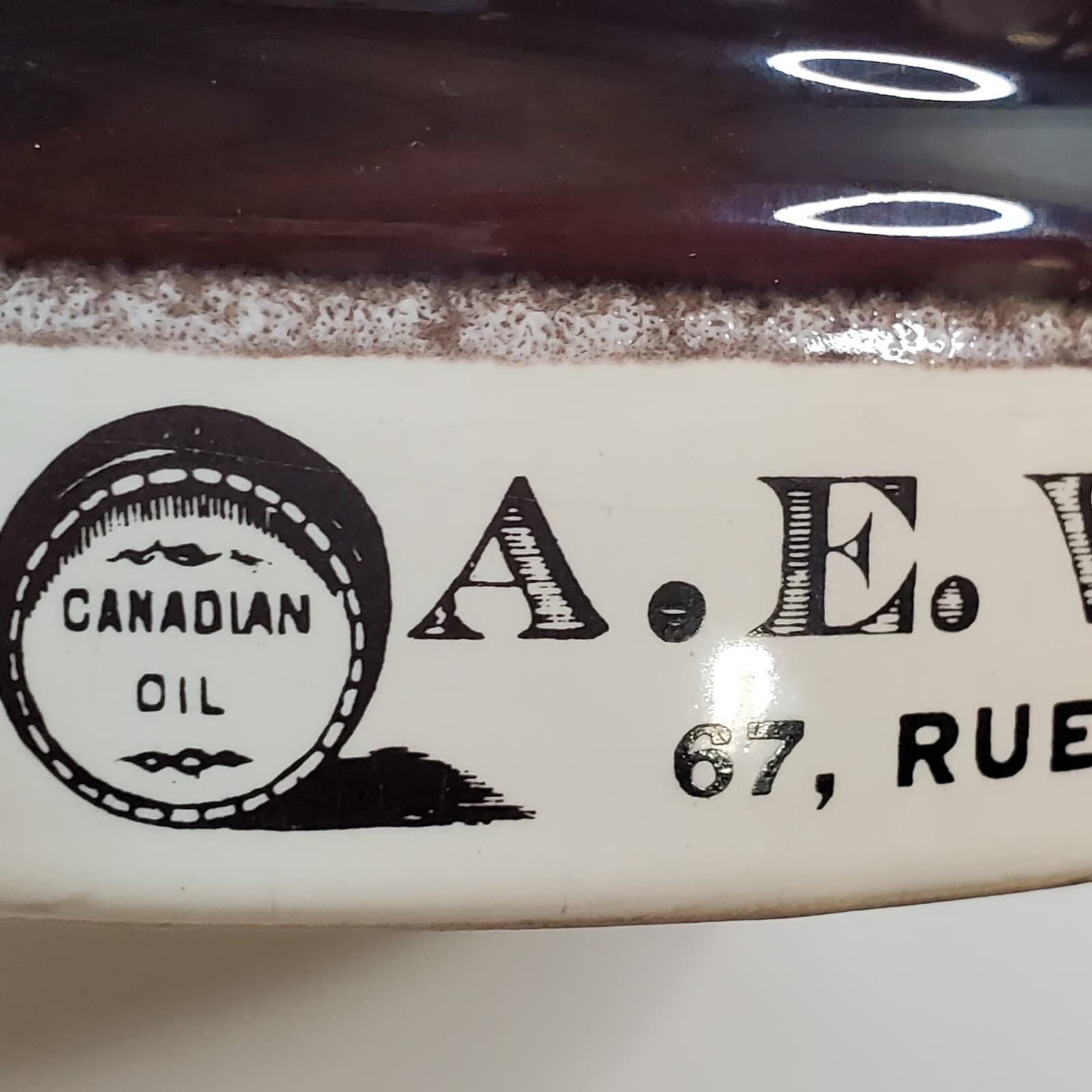Vintage Ceramic Advertising Ashtray Canadian Oil A.E. Vallerand Quebec - Thumbnail 5