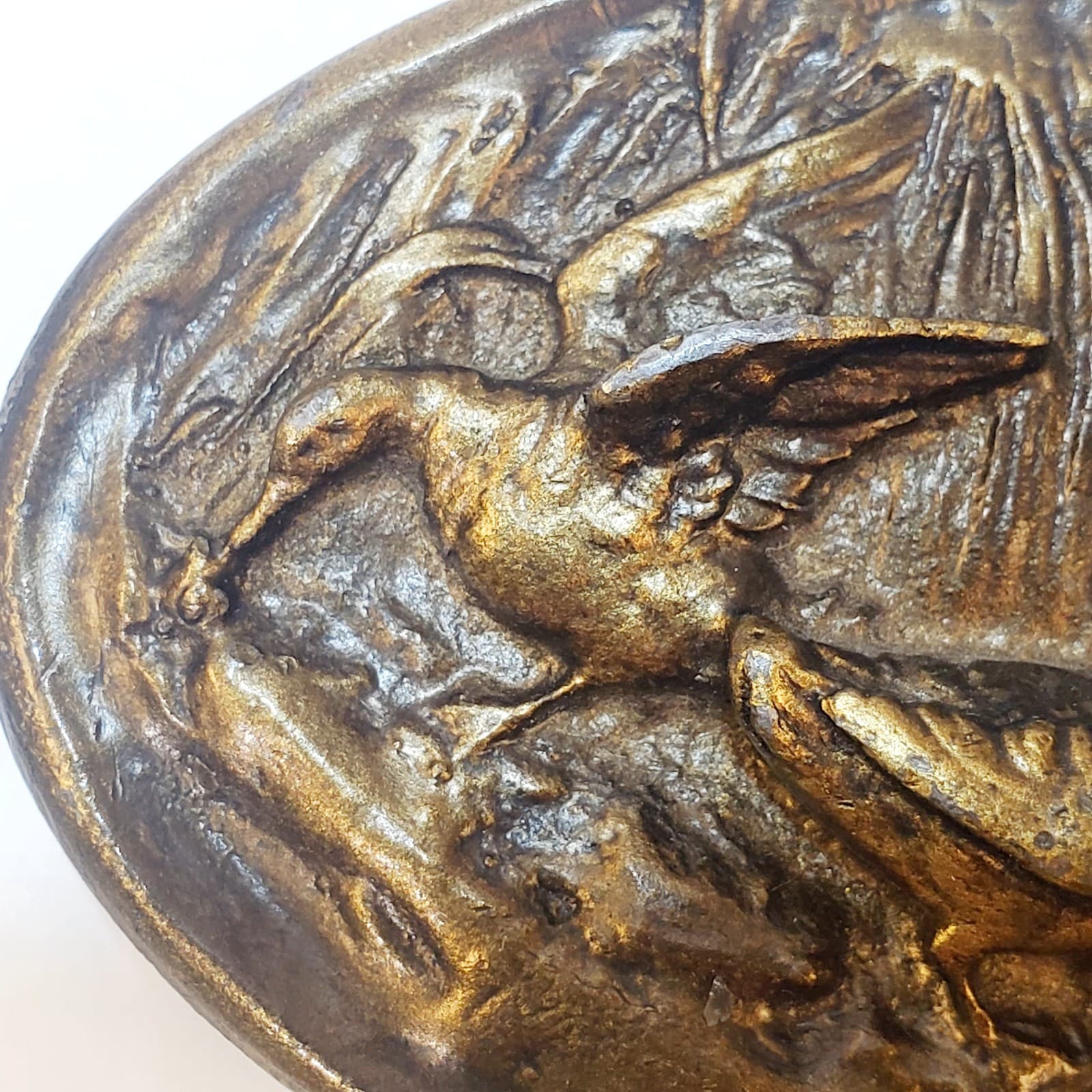Vtg Brass Tone Metal Flying Mallard Ducks Geese Waterfowl Belt Buckle Hunting - Thumbnail 6