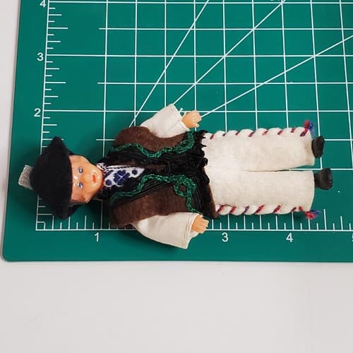 Vintage Ethnic Czechoslovakia Rubber Folk Dolls 4.25" Moveable Arms and Legs - Thumbnail 6