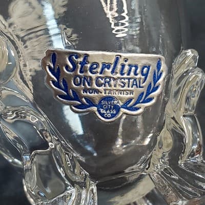 Vintage Sterling Silver Overlay Crystal Creamer and Sugar Bowl Silver City Co - Thumbnail 2