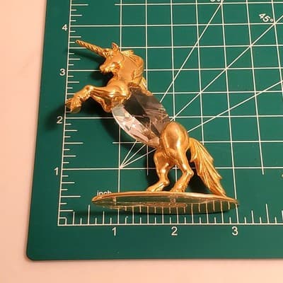Vtg Signed JJ Polished Gold Tone Faceted Crystal Center Unicorn Figurine 3.25” - Thumbnail 10