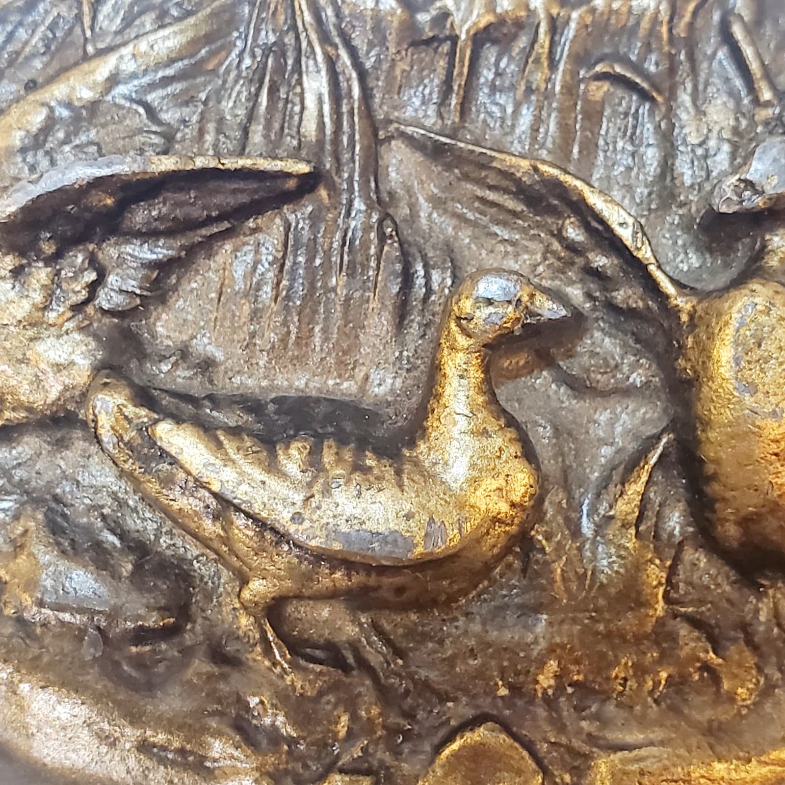 Vtg Brass Tone Metal Flying Mallard Ducks Geese Waterfowl Belt Buckle Hunting - Thumbnail 5