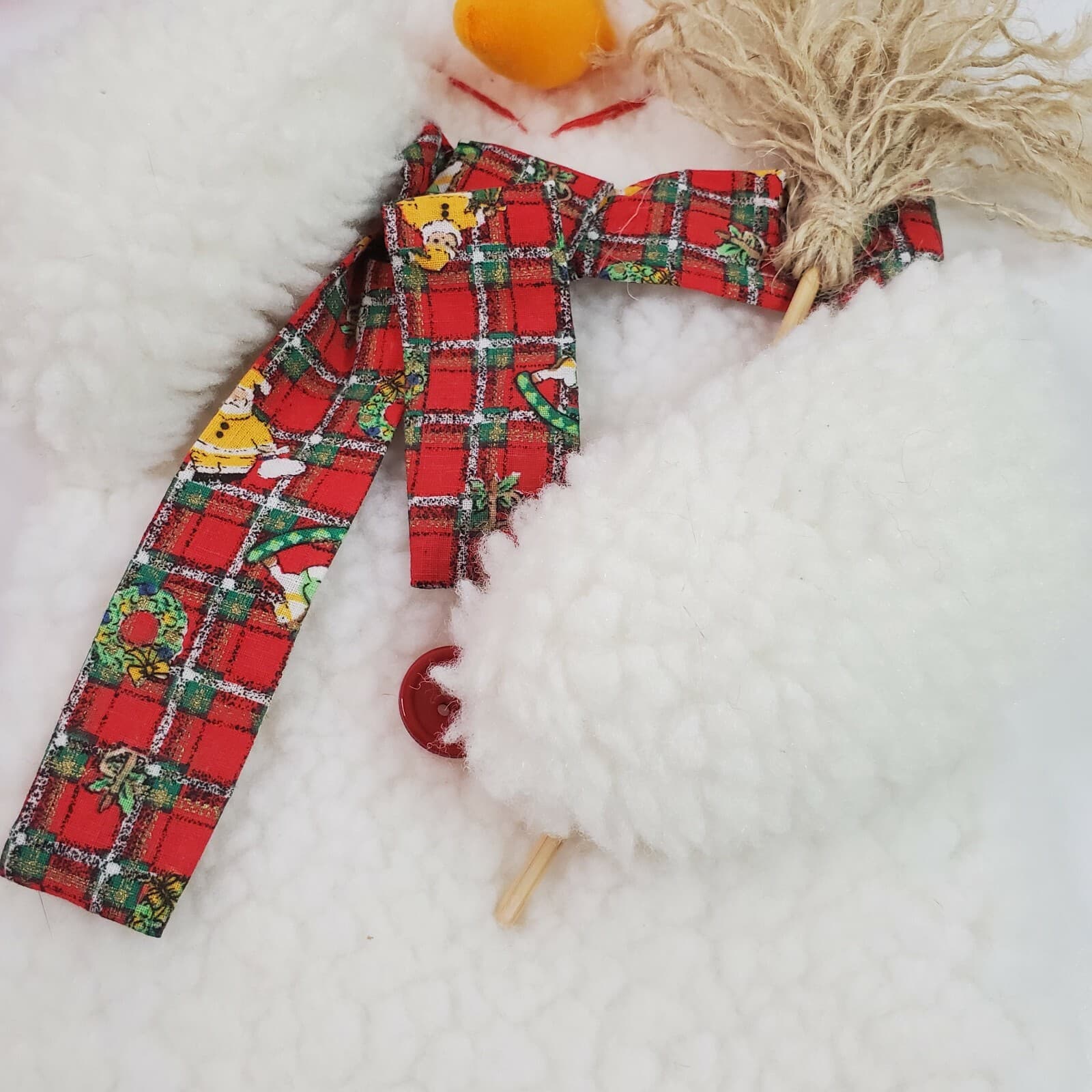Vintage Sterling Inc Plush Snowman Broom Hat Scarf Lined Christmas Stocking - Thumbnail 3