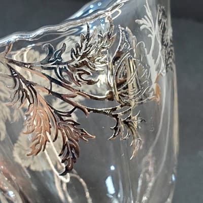 Vintage Sterling Silver Overlay Crystal Creamer and Sugar Bowl Silver City Co - Thumbnail 10