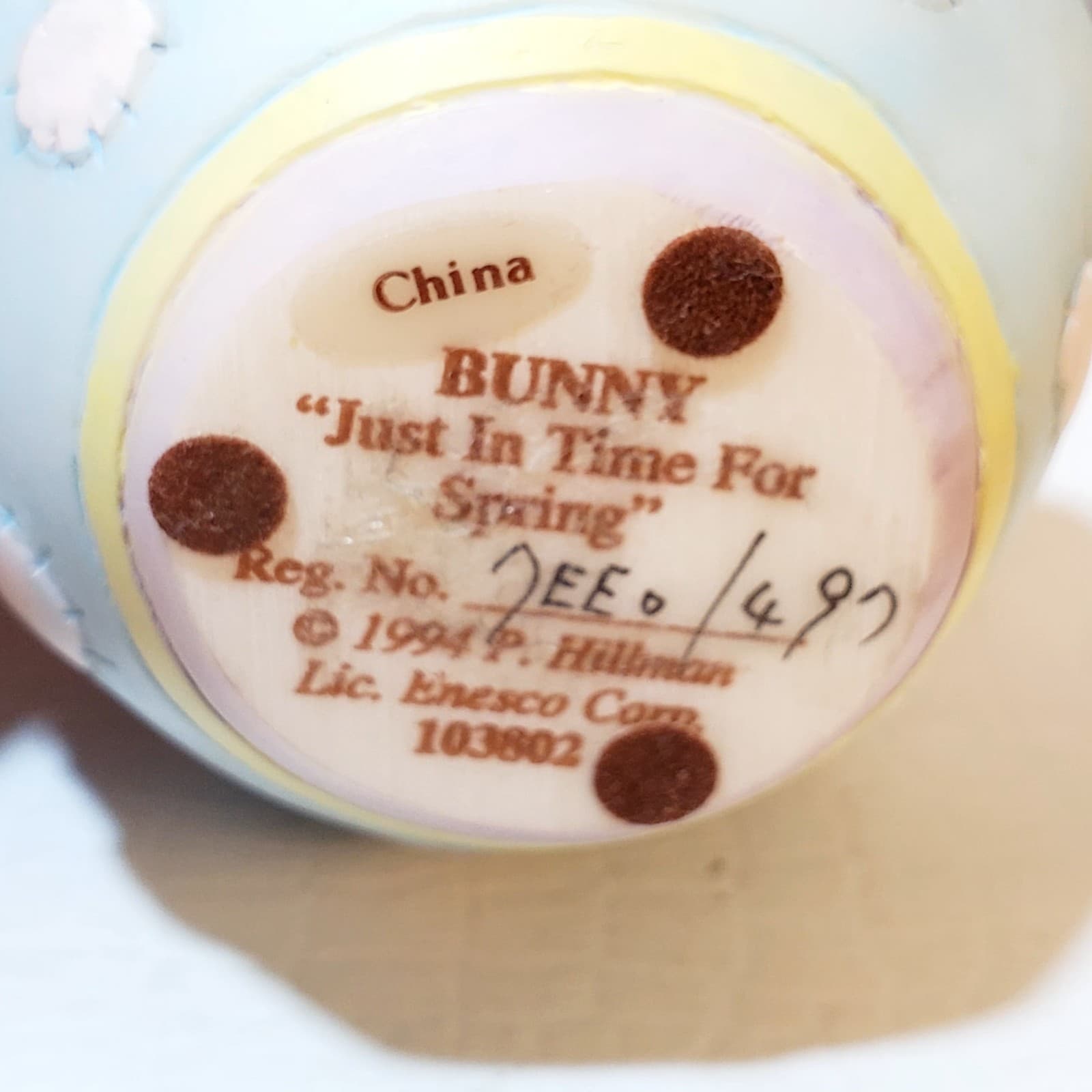 Vtg 1994 Cherished Teddies Bunny Just In Time For Spring Figurine Baby Easter - Thumbnail 5