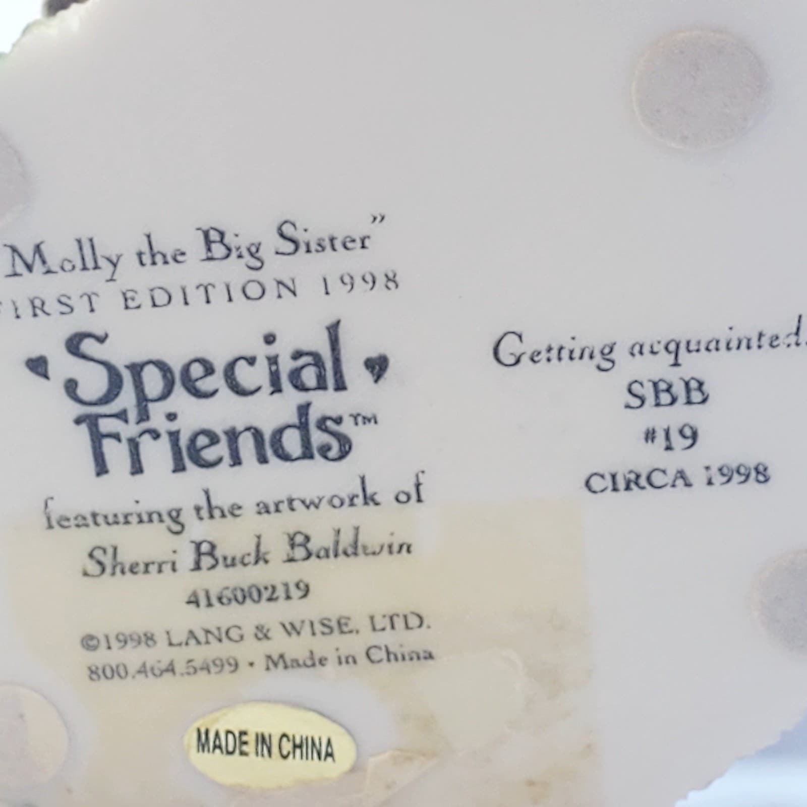 Vintage 1998 Special Friends Sherri Buck Baldwin Figurine Molly The Big Sister - Thumbnail 7