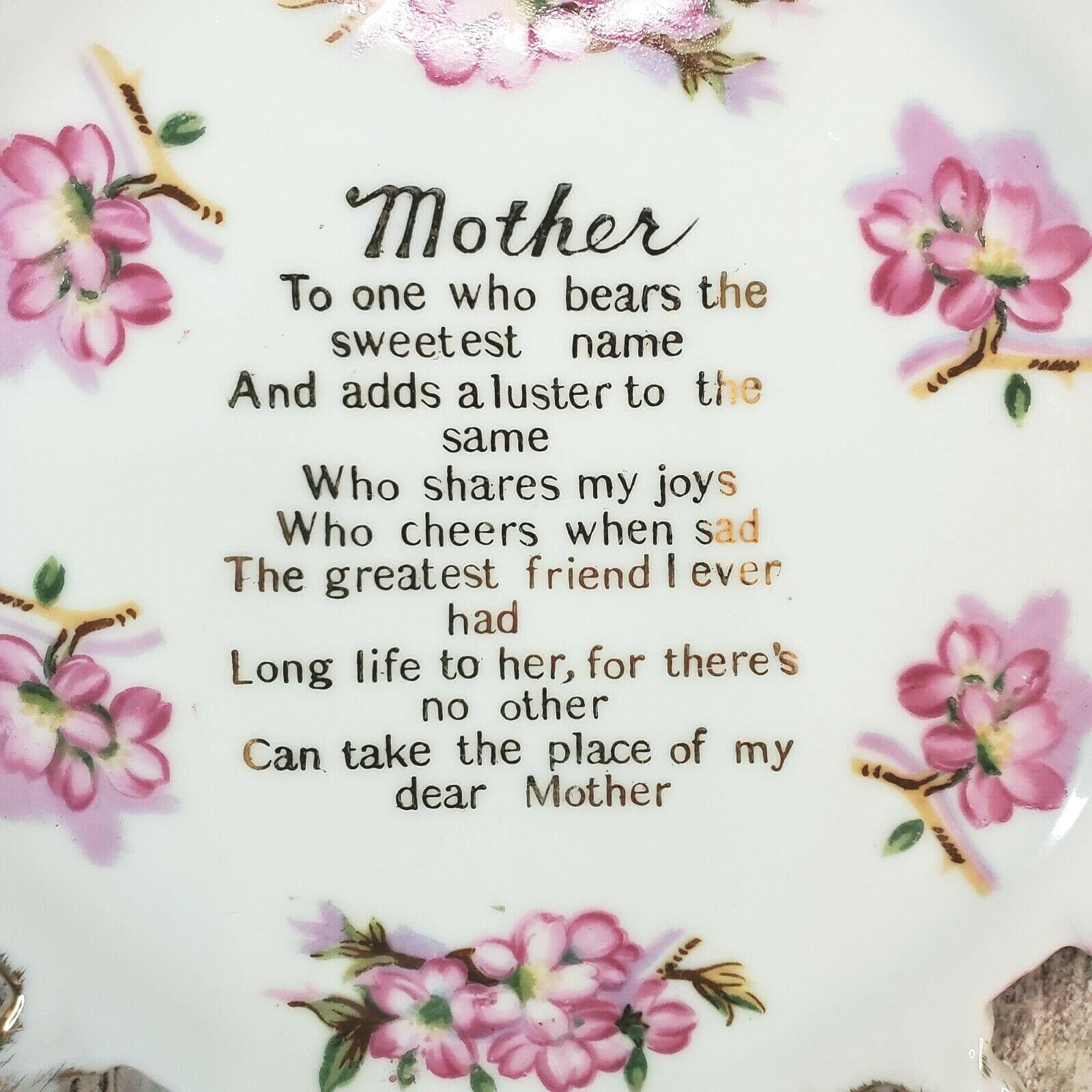 Vtg A Quality Product Made in Japan Porcelain "Mother" Poem Reticulated Plate - Thumbnail 2