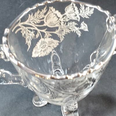Vintage Sterling Silver Overlay Crystal Creamer and Sugar Bowl Silver City Co - Thumbnail 3