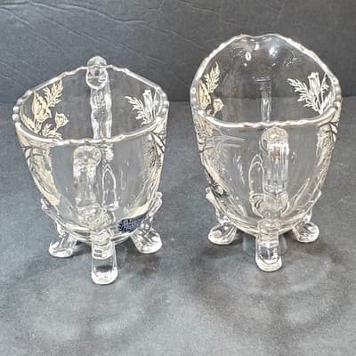 Vintage Sterling Silver Overlay Crystal Creamer and Sugar Bowl Silver City Co - Thumbnail 4
