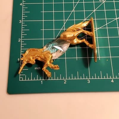Vtg Signed JJ Polished Gold Tone Faceted Crystal Center Unicorn Figurine 3.25” - Thumbnail 9