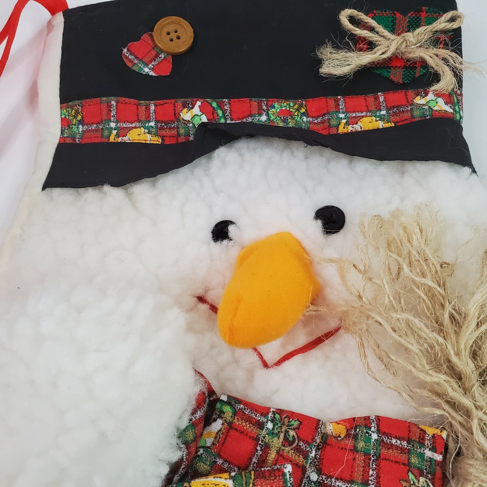 Vintage Sterling Inc Plush Snowman Broom Hat Scarf Lined Christmas Stocking - Thumbnail 2