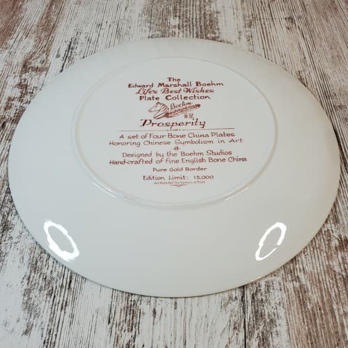 Vtg Edward Marshall Boehm Life's Best Wishes Plate Collection "PROSPERITY" 1981 - Thumbnail 6