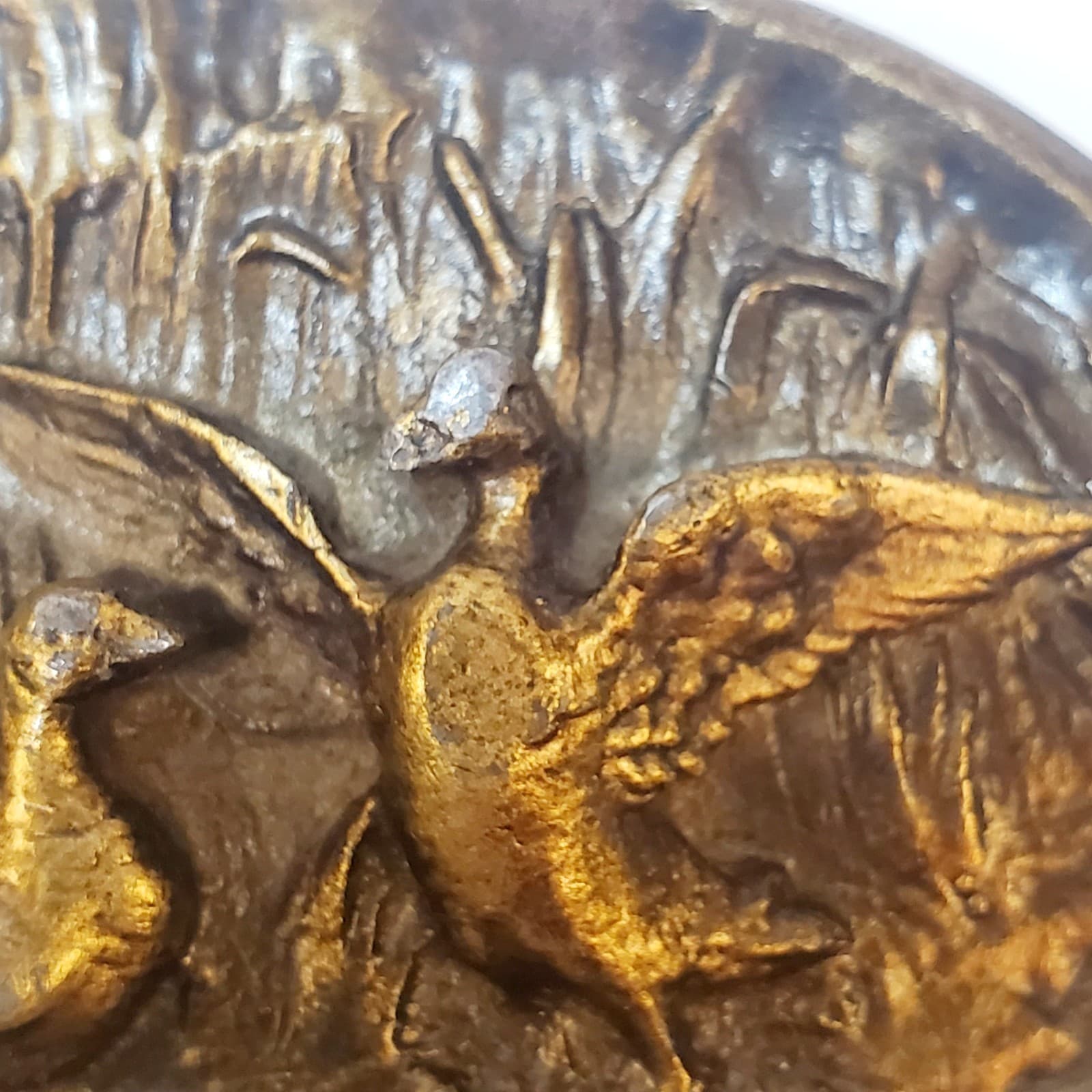 Vtg Brass Tone Metal Flying Mallard Ducks Geese Waterfowl Belt Buckle Hunting - Thumbnail 4