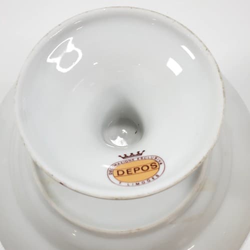 Vintage T. Limoges Depos Decorazione Esclusiva 9" Pedestal Floral Compote Bowl - Thumbnail 5