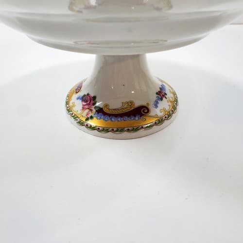 Vintage T. Limoges Depos Decorazione Esclusiva 9" Pedestal Floral Compote Bowl - Thumbnail 4
