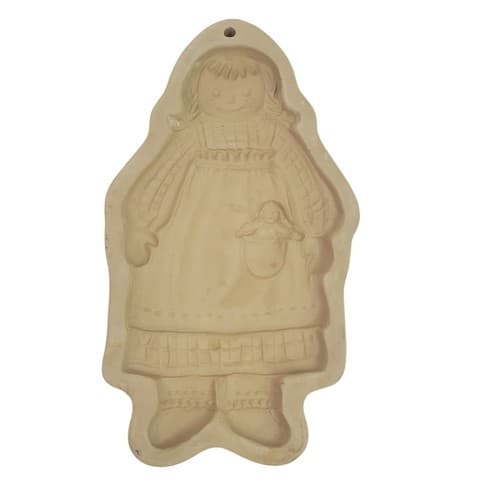 Vtg 1988 Brown Bag Cookie Mold Standing Raggedy Ann Doll Folk Art 8" Retired