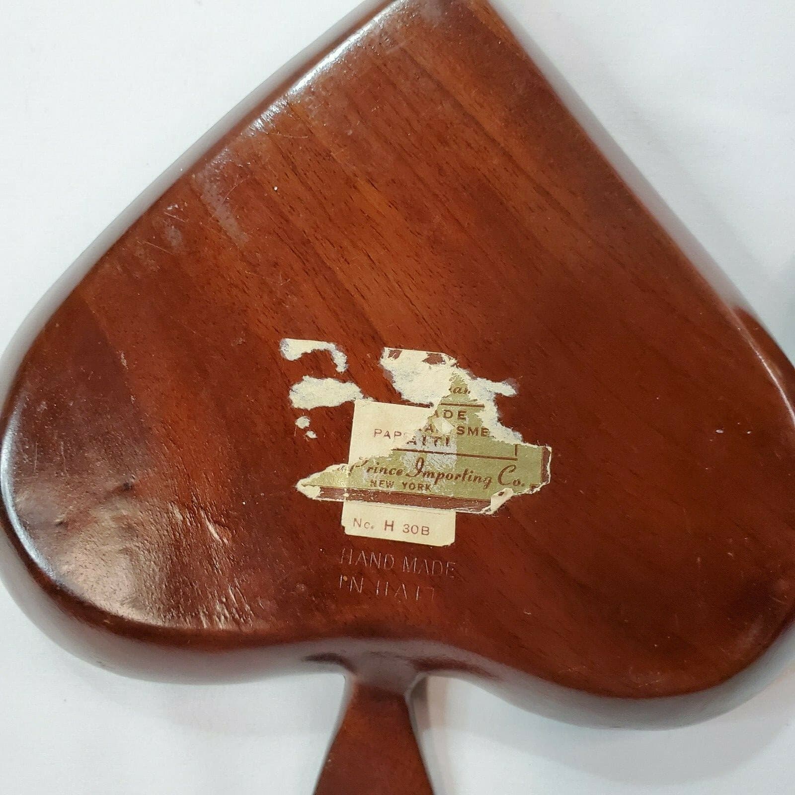 Vintage Solid Mahogany Spade Shape Dish Hand Made in Haiti by Native Craftsmen 2 - Thumbnail 4