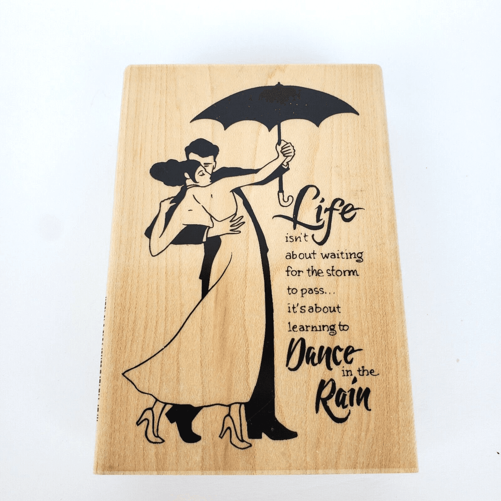 2014 Rain Dance Mounted Rubber Stamp P254 Dancing Couple w/ Umbrella 4.5 x 3”