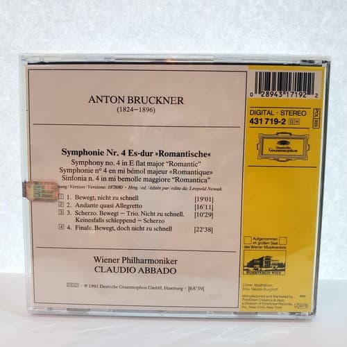 Anton Bruckner Symphonie 4 Romantiche Claudio Abbado CD NEW SEALED - Thumbnail 2