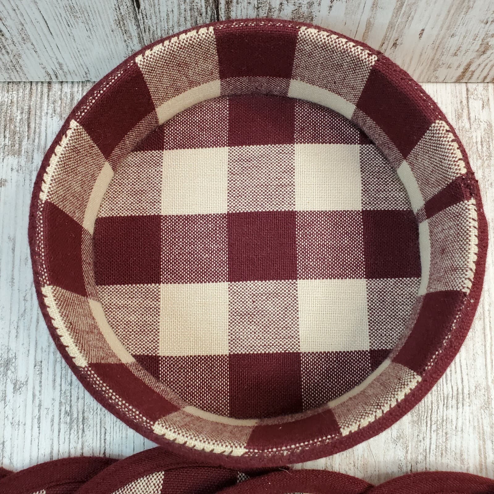 Padma Creations Burgundy & Cream Plaid Cotton Cloth Coasters with Lighthouses - Thumbnail 3