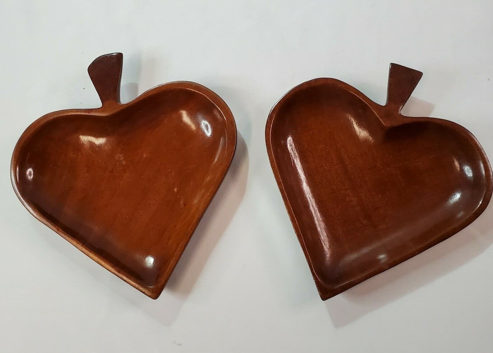 Vintage Solid Mahogany Spade Shape Dish Hand Made in Haiti by Native Craftsmen 2