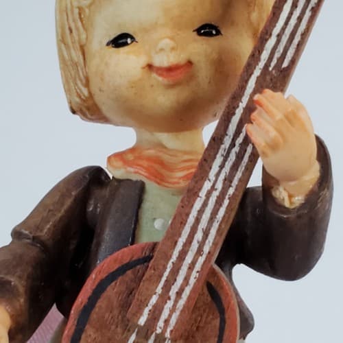 Vintage Anri Italy Wood Carved Little Girl In Apron Playing Cello Figurine - Thumbnail 7