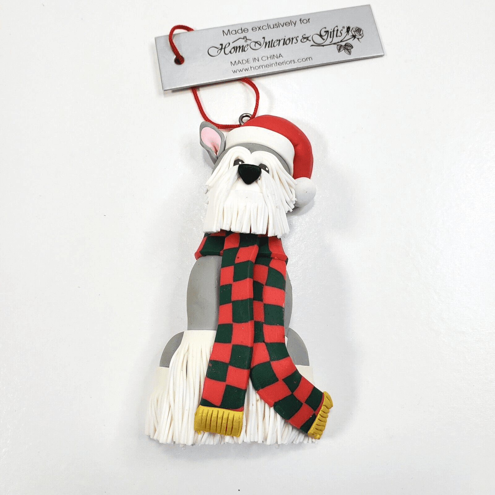 Home Interiors & Gifts Poly Clay Scottie Dog Schnauzer Christmas Ornaments NWT