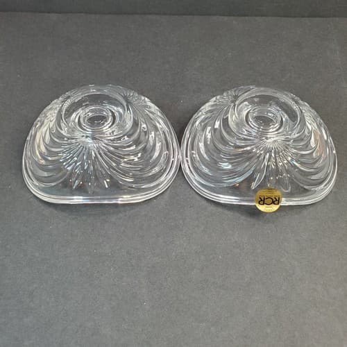 RCR Royal Crystal Rock Taper Candle Holders Lot of 2 Crystal 24% Lead Italy - Thumbnail 4