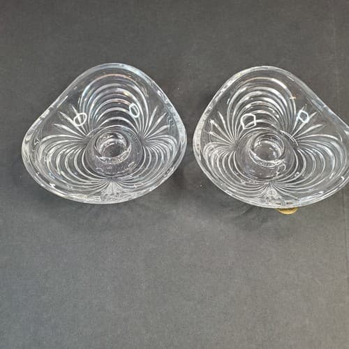RCR Royal Crystal Rock Taper Candle Holders Lot of 2 Crystal 24% Lead Italy