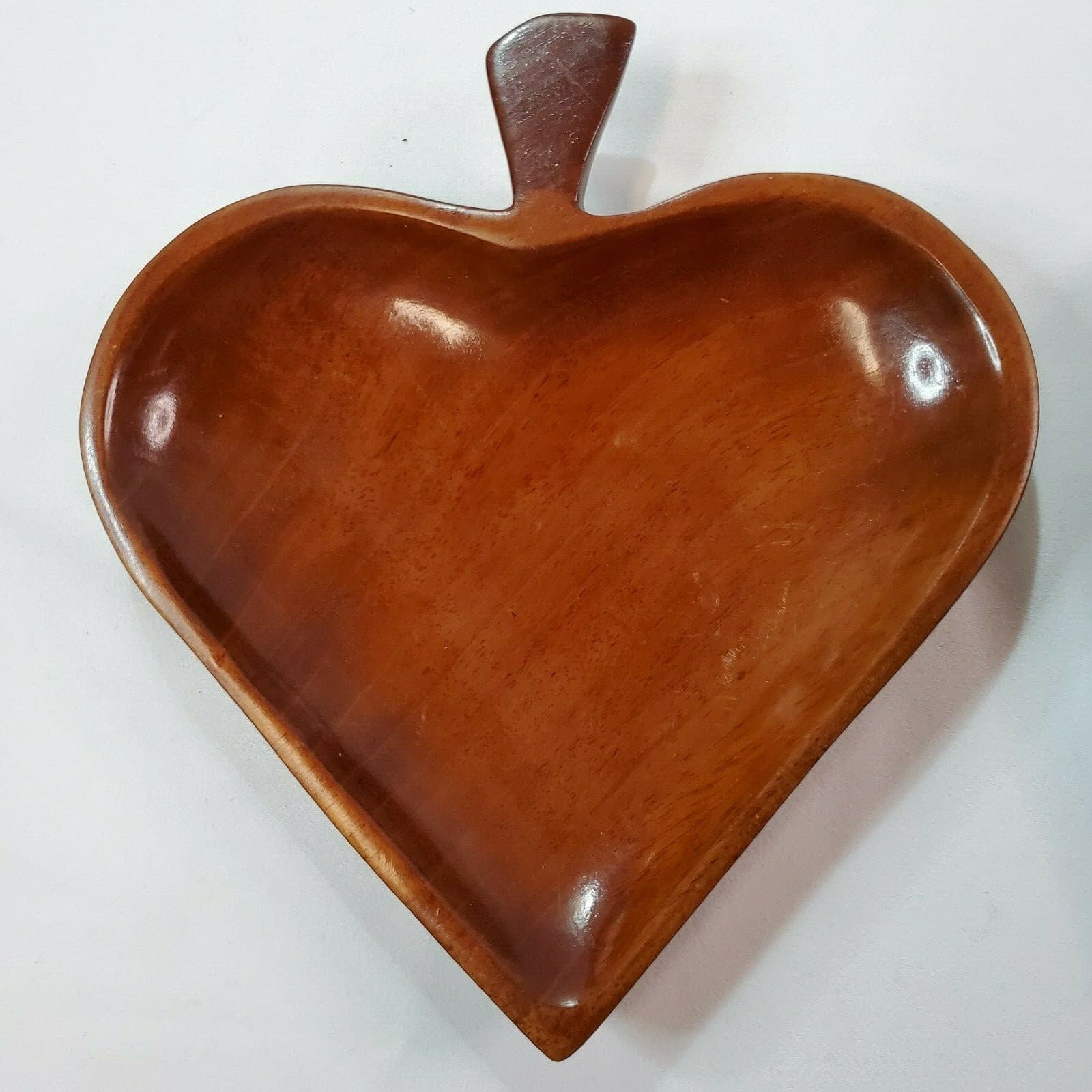 Vintage Solid Mahogany Spade Shape Dish Hand Made in Haiti by Native Craftsmen 2 - Thumbnail 9