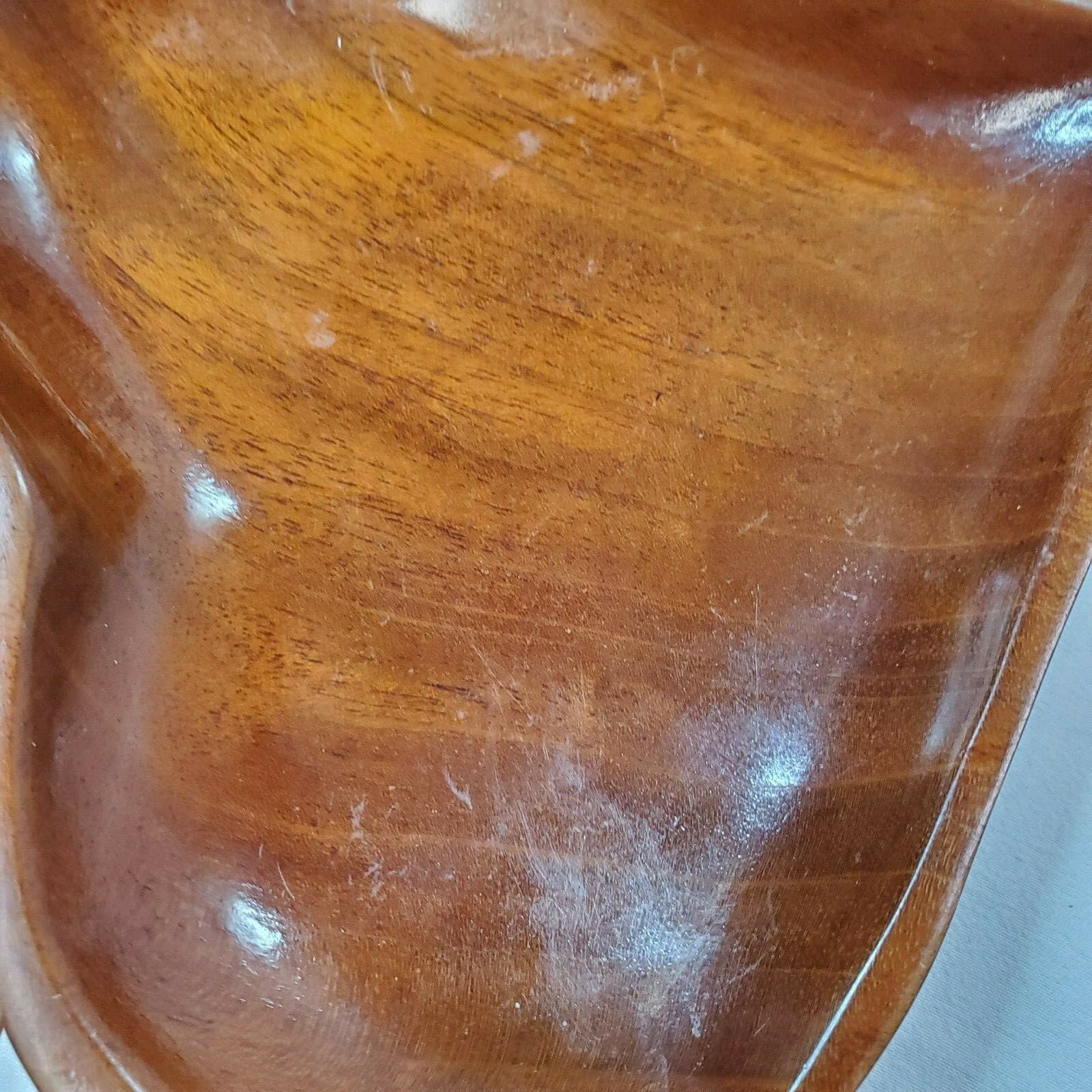 Vintage Solid Mahogany Spade Shape Dish Hand Made in Haiti by Native Craftsmen 2 - Thumbnail 2