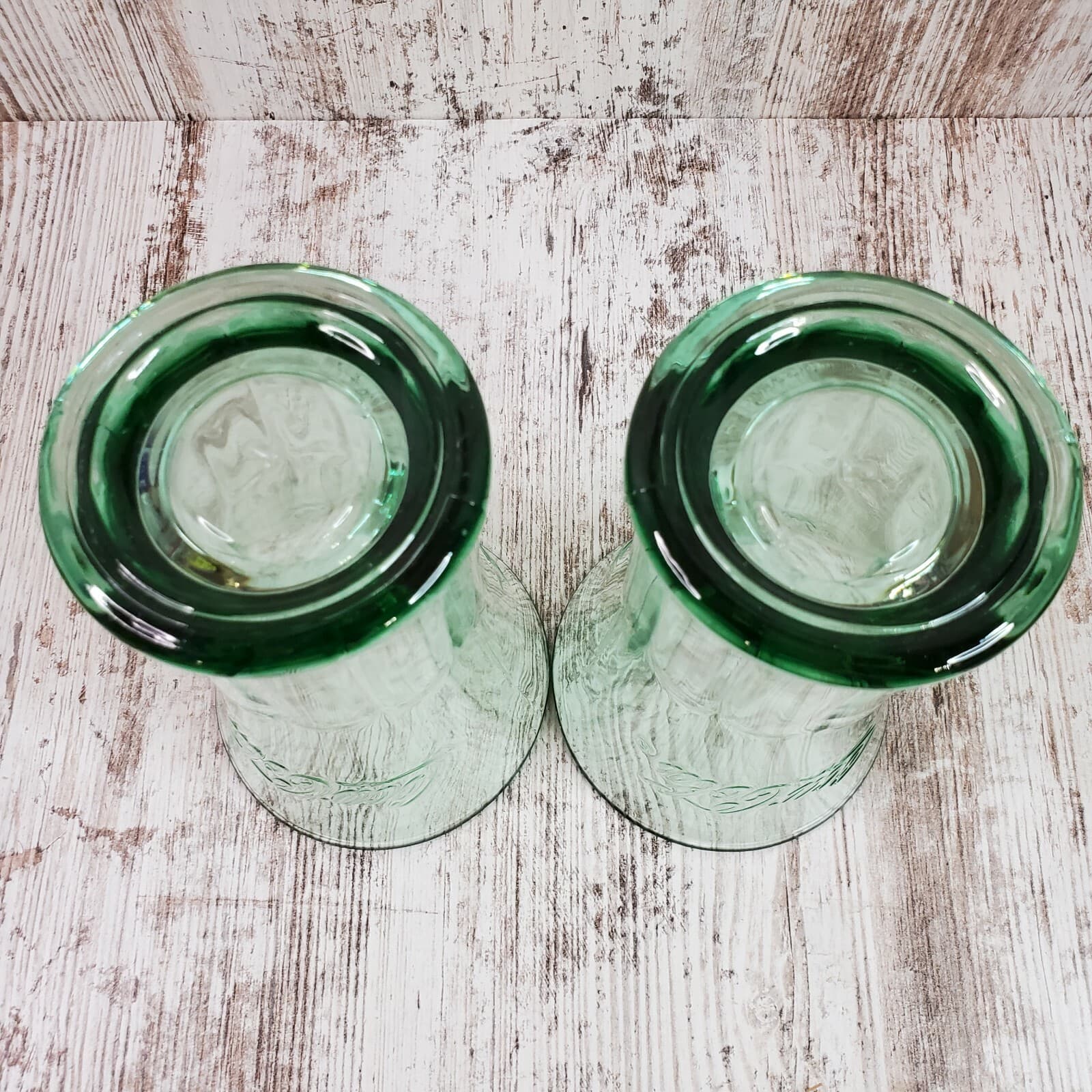 2 Libbey Coca Cola Green Flared Glass Tumbler 16 oz Heavy Coke Glass 6 1/4" tall - Thumbnail 4