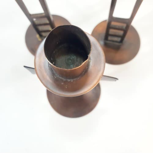 Set of 3 Vintage Midwest of Cannon Falls Copper Tone Fish Taper Candle Holders - Thumbnail 5