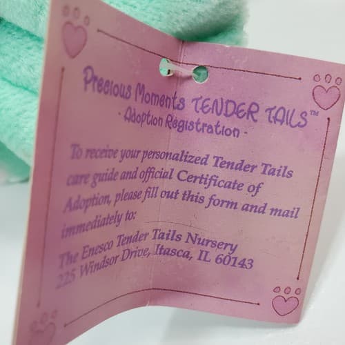 Vtg Precious Moments Tender Tails TEAL OWL 9" Bean Bag Plush Stuffed Animal Toy - Thumbnail 6