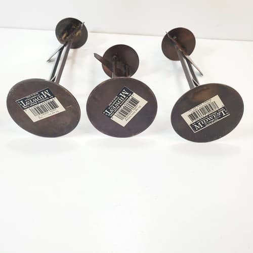 Set of 3 Vintage Midwest of Cannon Falls Copper Tone Fish Taper Candle Holders - Thumbnail 8