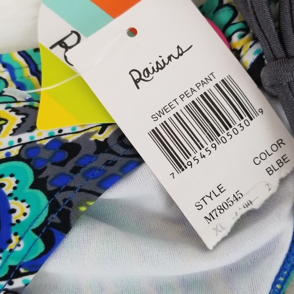 Raisins Sweet Pea Size XL Print Women's Swim Bikini Bottom Tie Sides Tassle NEW - Thumbnail 3
