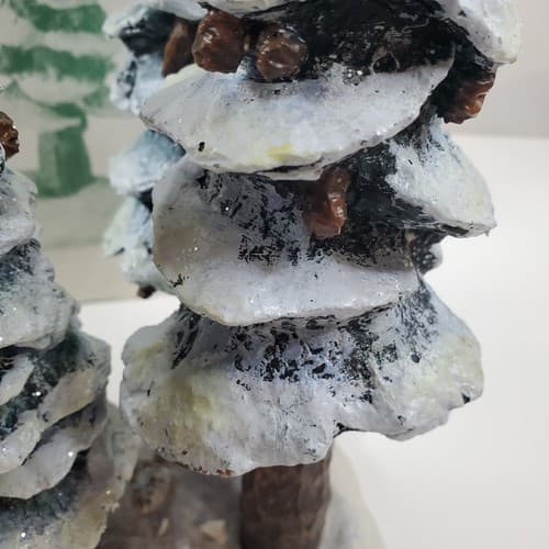 Vtg Dept 56 Heritage 1991 Village Pole Pine Forest Cold Cast Porcelain Retired - Thumbnail 6