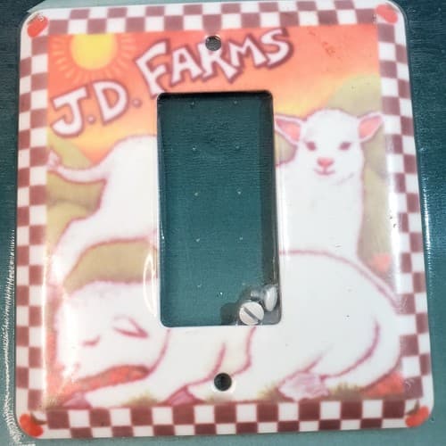 One Rocker Light Switch Cover Metal Wall Plate Sheep J.D. Farms Red Checkerboard - Thumbnail 2