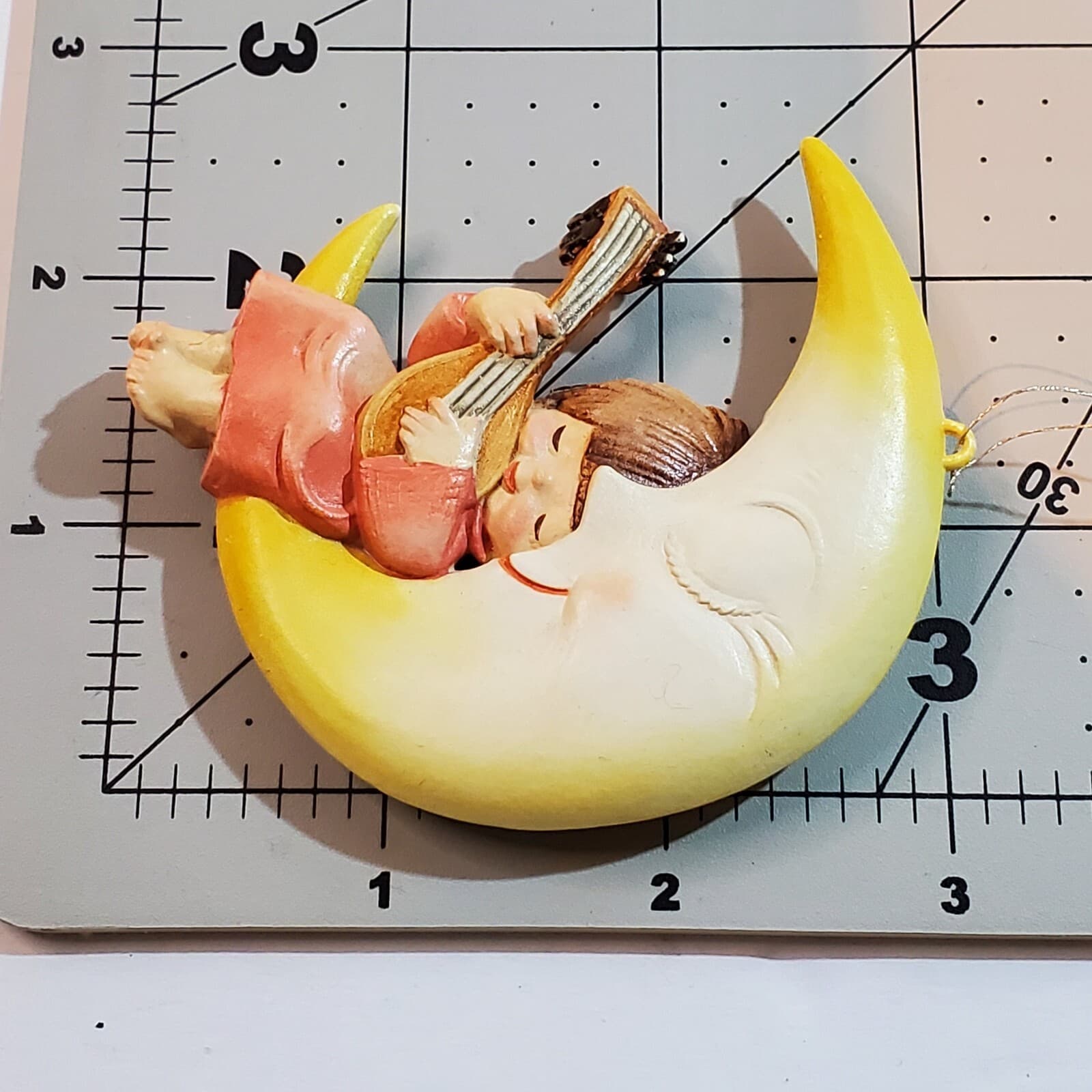 Vtg Anri Juan Ferrandiz Italy Girl Playing Mandolin on Moon Christmas Ornament - Thumbnail 6