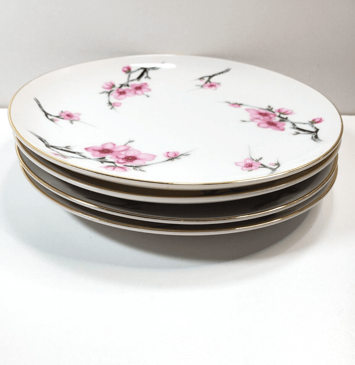 Vintage Diamond China CHERRY BLOSSOM made In Japan Salad Plate 7.5" Set of 4 - Thumbnail 2