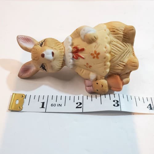 Vintage Henriksen Imports Ceramic Bunny Anthropomorphic Figurine W/ Doll Baby - Thumbnail 6