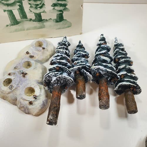 Vtg Dept 56 Heritage 1991 Village Pole Pine Forest Cold Cast Porcelain Retired - Thumbnail 8