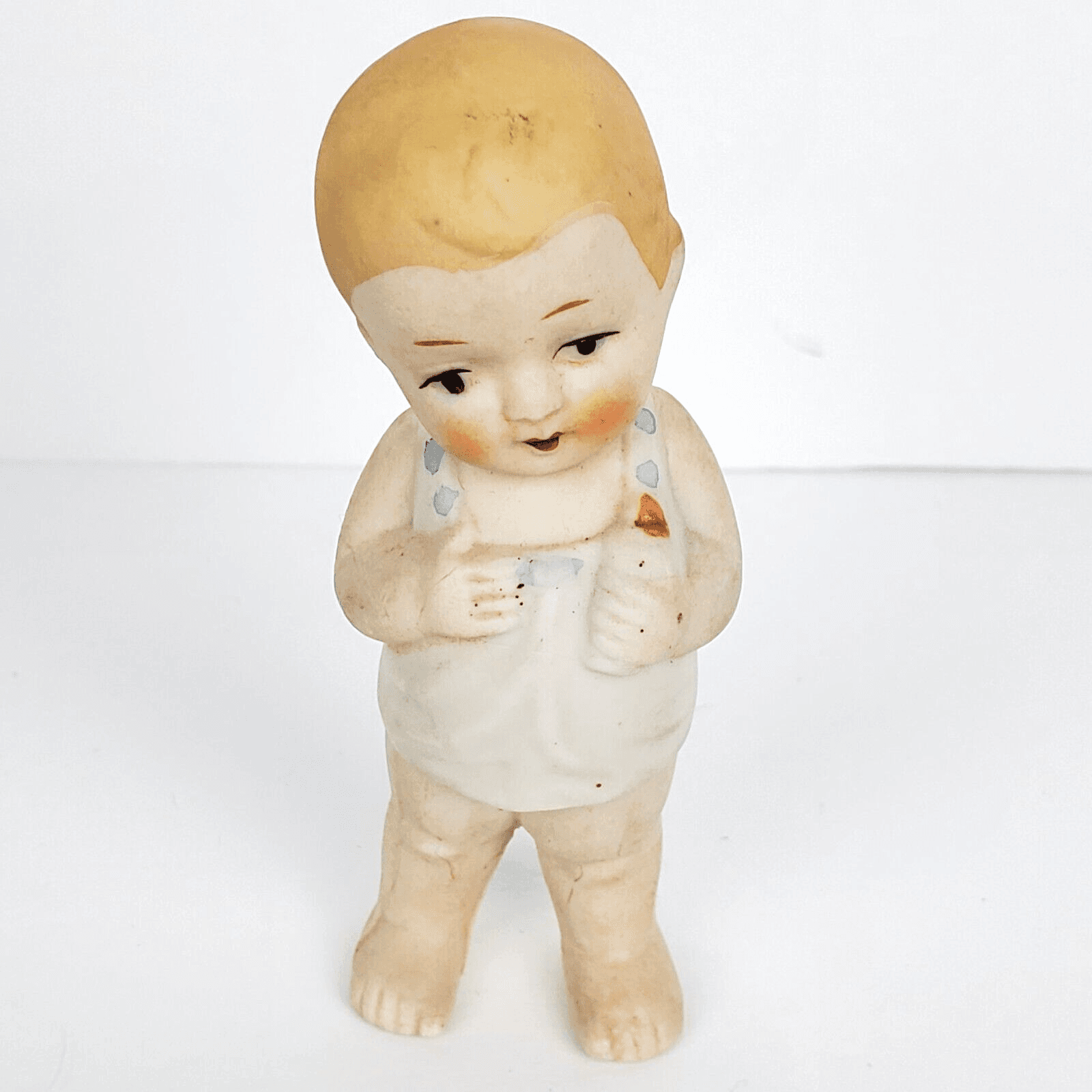Vintage SHACKMAN Bisque Ceramic Bare Behind Blonde Hair Standing Figurine