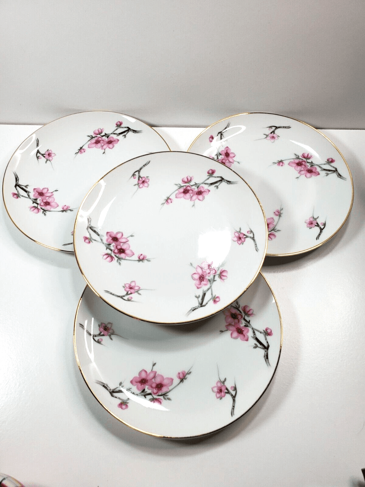 Vintage Diamond China CHERRY BLOSSOM made In Japan Salad Plate 7.5" Set of 4