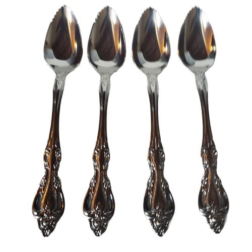 Imperial CHALMETTE Stainless Korea Grapefruit Spoons 6" Flatware Floral Set 4