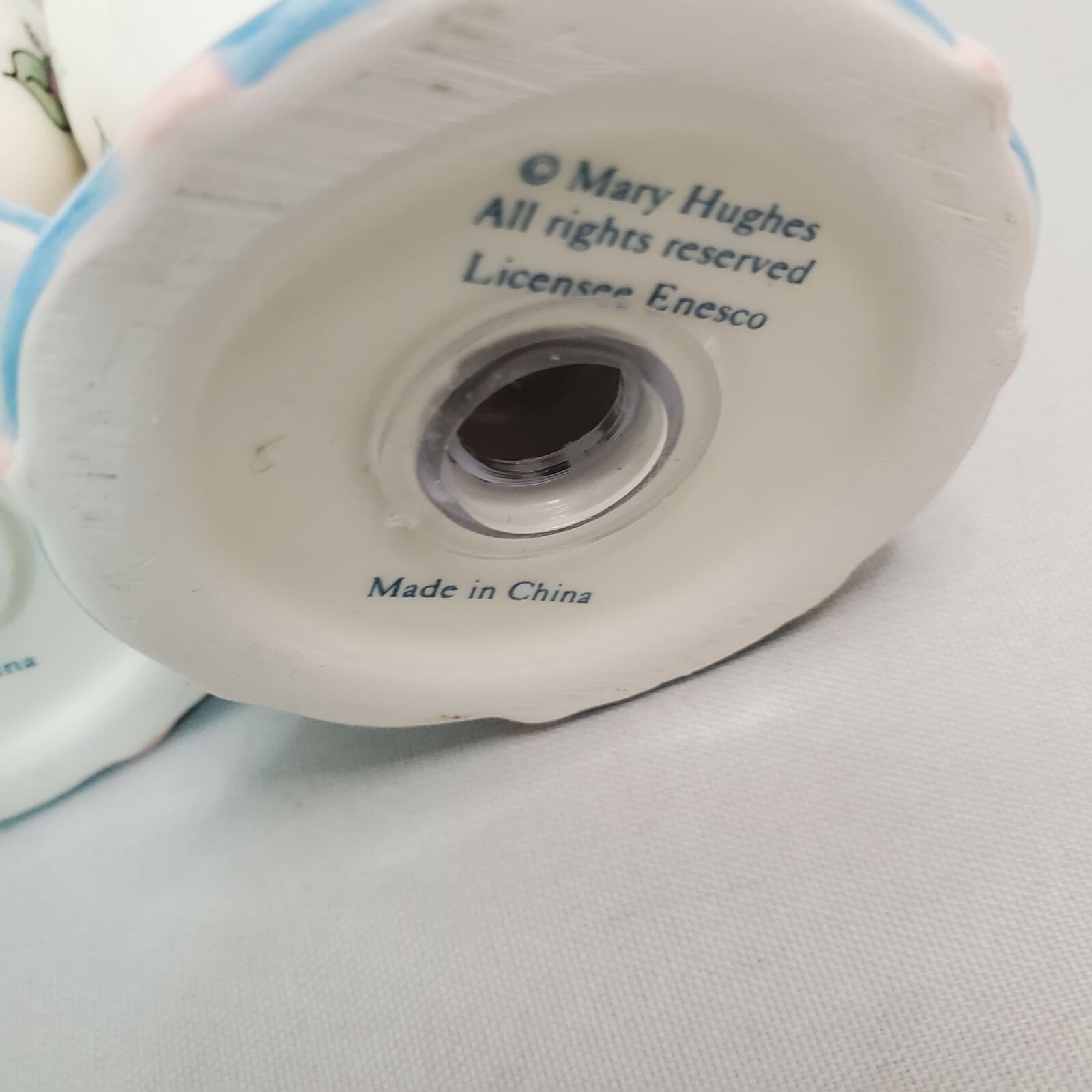 Enesco Mary Hughes " Celebration of Roses" Salt & Pepper Shakers White Blue Pink - Thumbnail 6