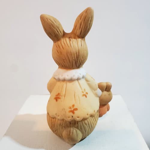 Vintage Henriksen Imports Ceramic Bunny Anthropomorphic Figurine W/ Doll Baby - Thumbnail 3